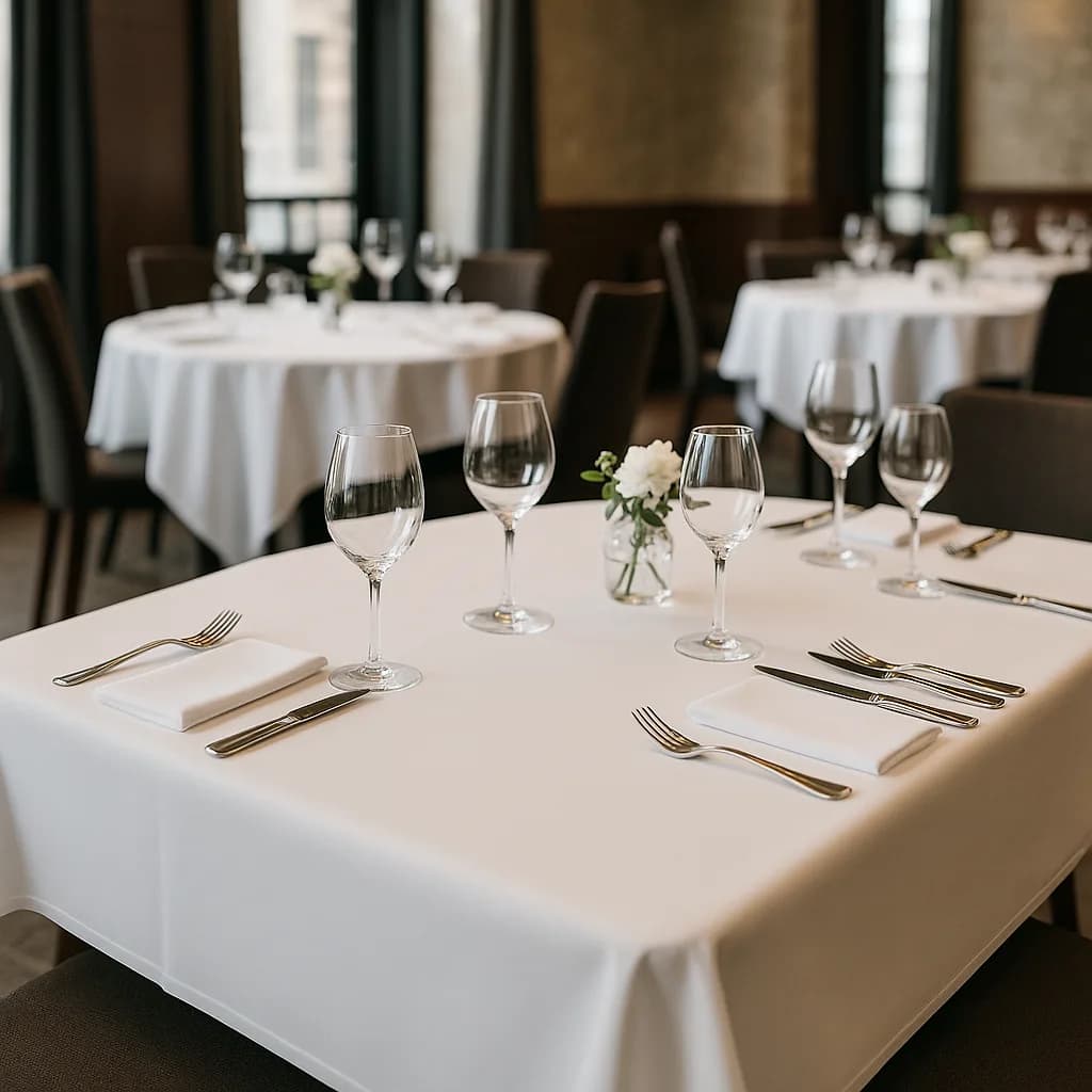 Symbolbild (KI-generiert): Glatte Tischwäsche für die Gastronomie